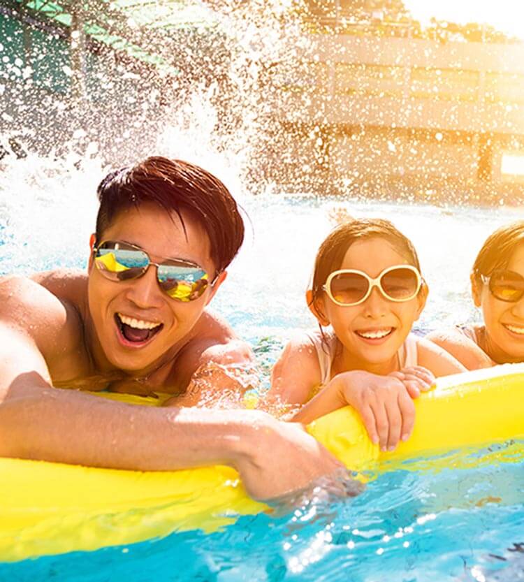 Family in the pool